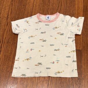 Petit Bateau Cream Camel Print T-Shirt - 4 years